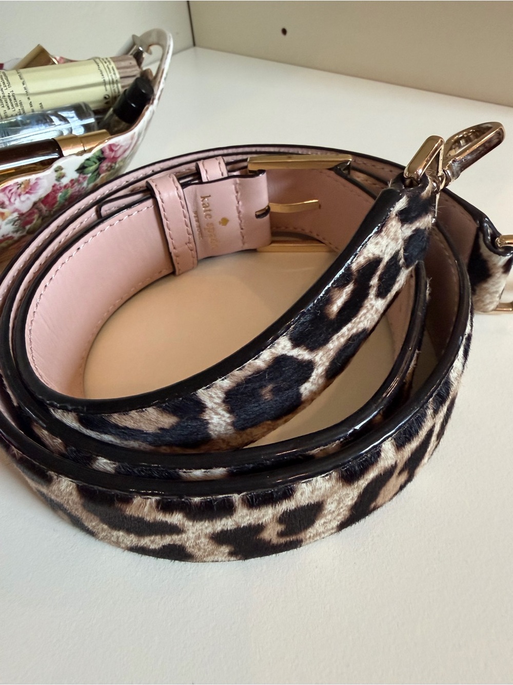 Kate Spade Blush Leather Leopard Print Purse Strap